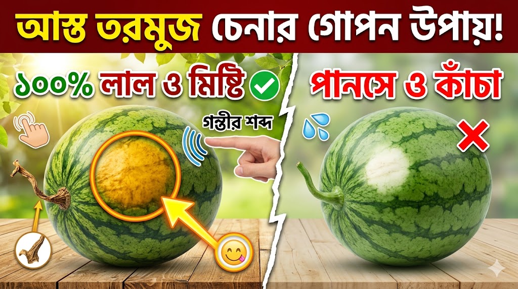 লাল তরমুজ চেনার উপায়
