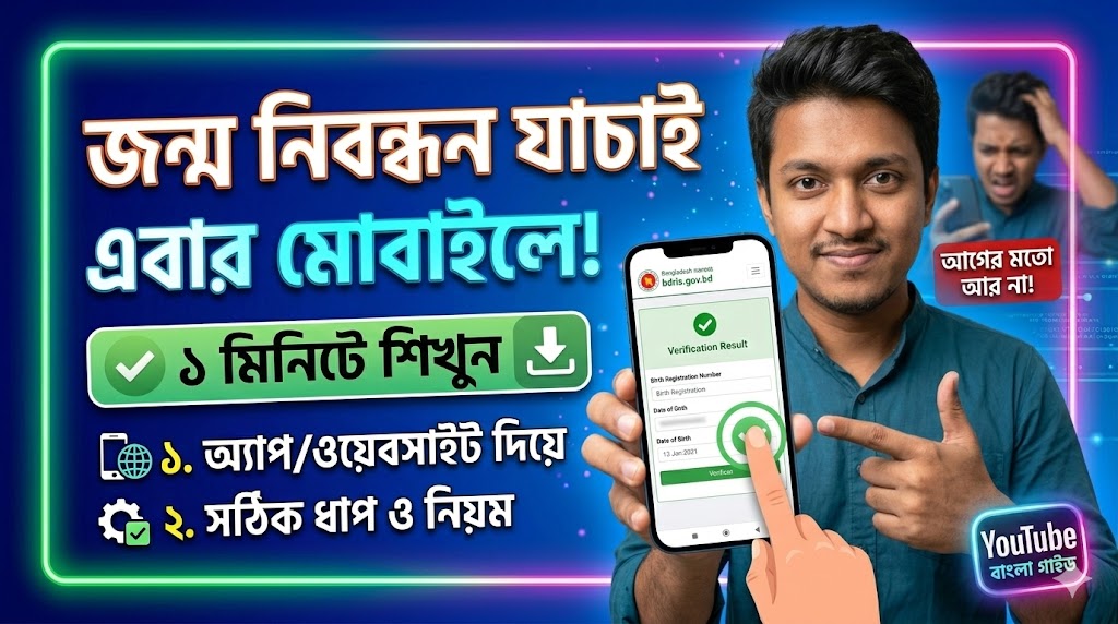 [ছবি - 1] মোবাইলে জন্ম নিবন্ধন যাচাই yyyy mm dd, March 7, 2026